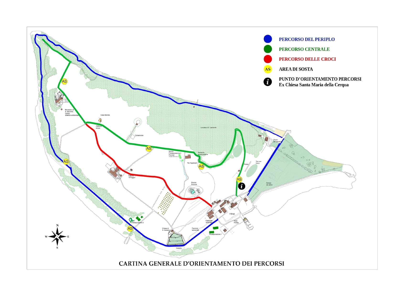 Mappa dell'Isola Polvese al Lago Trasimeno da visitare durante il weekend con i bambini